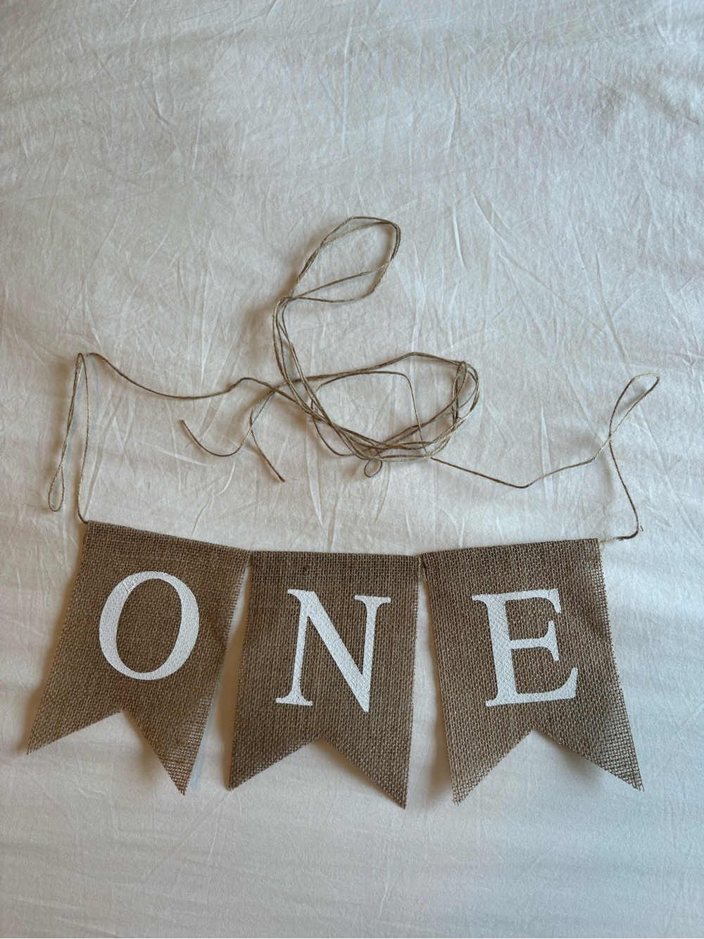 Natural Burlap "ONE" Banner - Neutral Party Garland